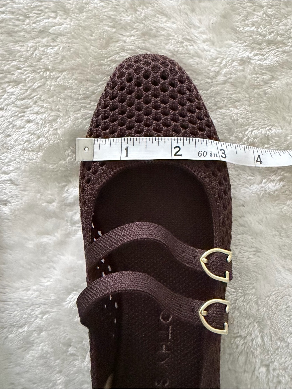 Rothy’s Chocolate Mesh Double Gold Strap Mary Jane Flats size 6 women’s - Picture 10 of 11
